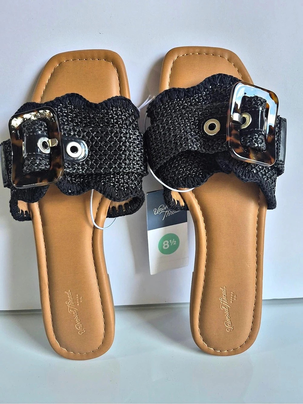 Universal Thread Kylie Crochet Footbed Sandals Brown & Black Size 8.5